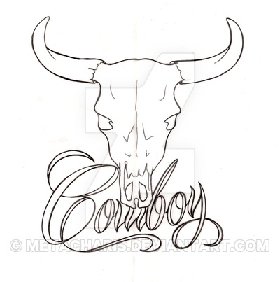 400x403 Cowboy Bull Skull Tattoo By Metacharis