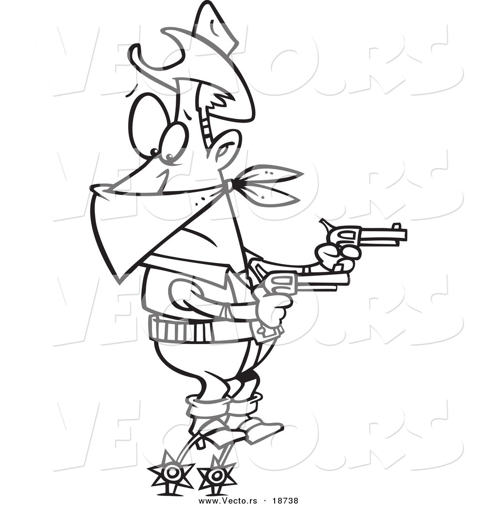 1024x1044 Vector Of A Cartoon Cowboy Balanced On His Spurs During A Hold Up