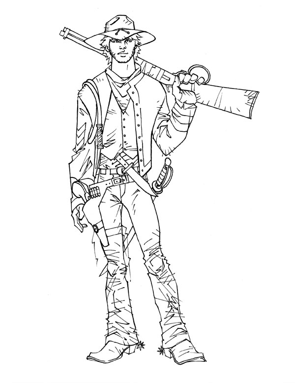 600x779 Cowboy Sketch Drawings Five Star Comics Lost Drawn Images Of Men