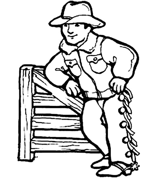 600x680 Cowboy Prepare For His Turn To Do Rodeo Coloring Page Coloring Sun