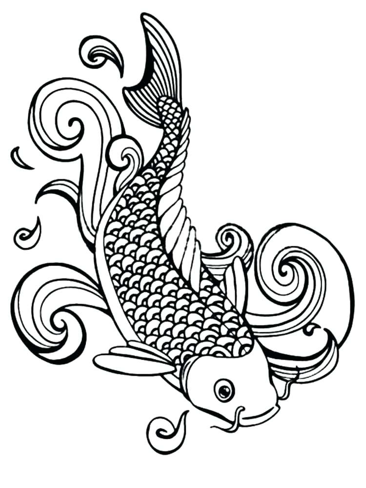 750x1000 Koi Fish Coloring Pages Fish Coloring Pages Adult 8 Koi Fish