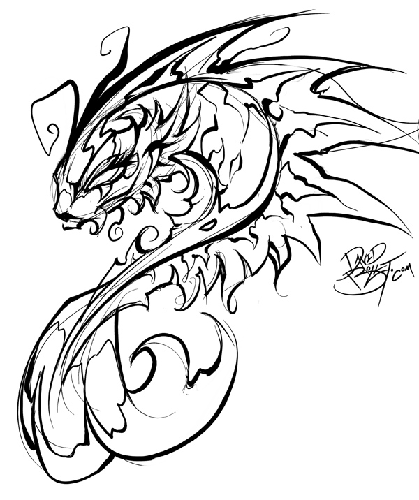 600x716 Dragon Fish By Davidbollt On Drawing