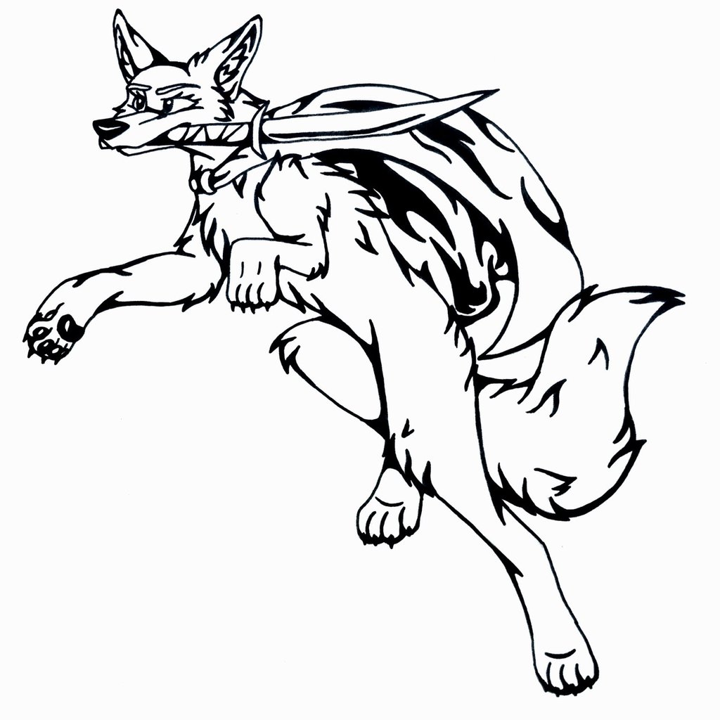 1024x1024 Tattoo Style Design Coyote Attack By Starcoyote234