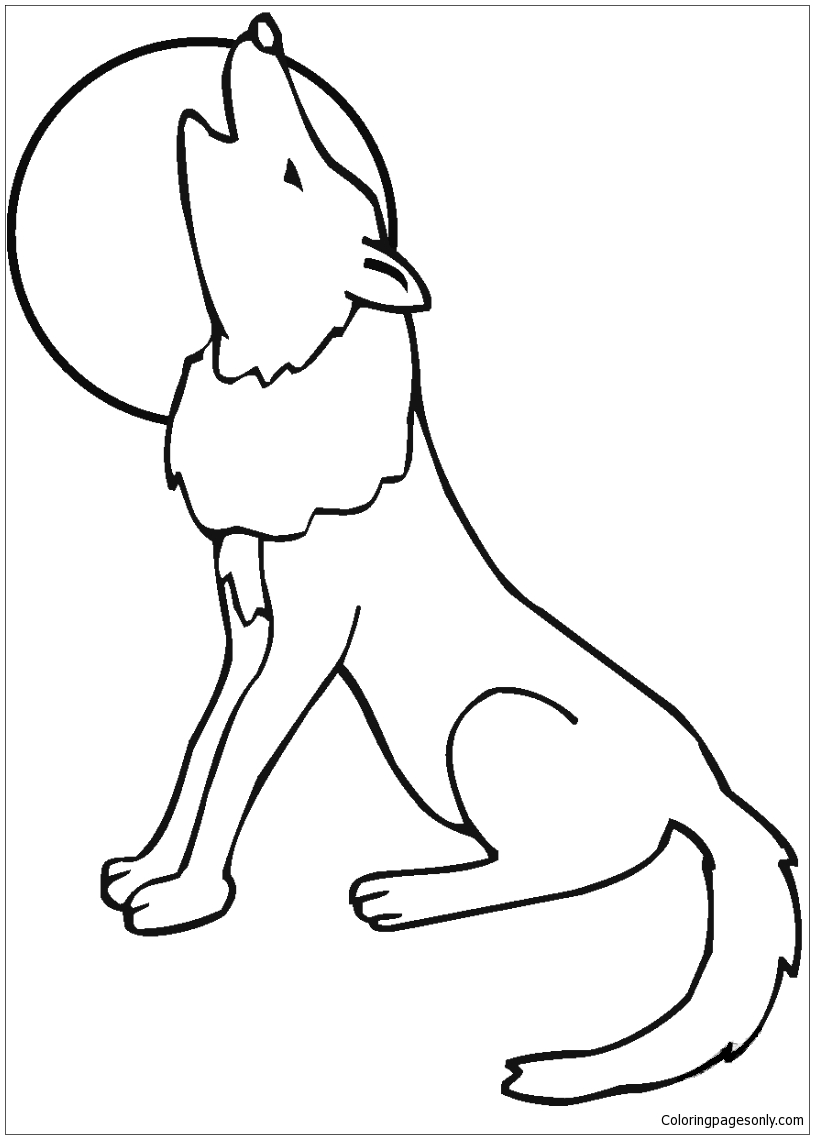 814x1139 Coyote Howling Moon Coloring Page