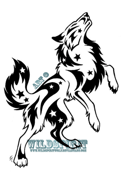 400x559 Starry Standing Wolf Tattoo By Wildspiritwolf