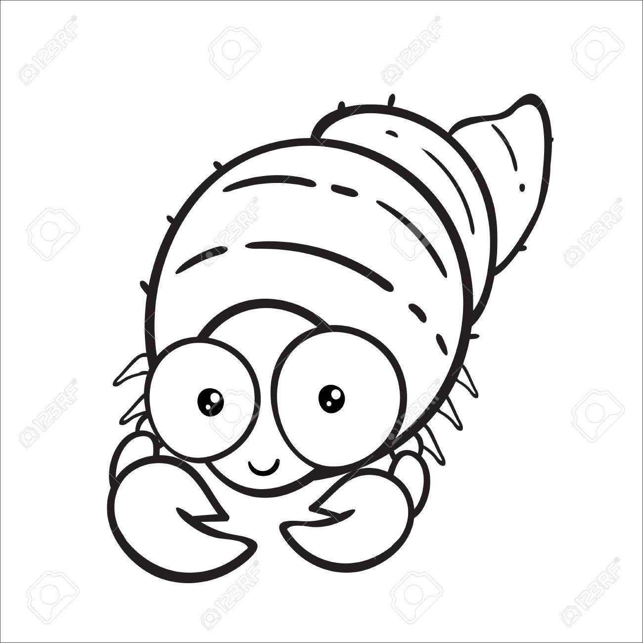 1300x1300 Hermit Crab Cartoon Stripes On White Background Royalty Free