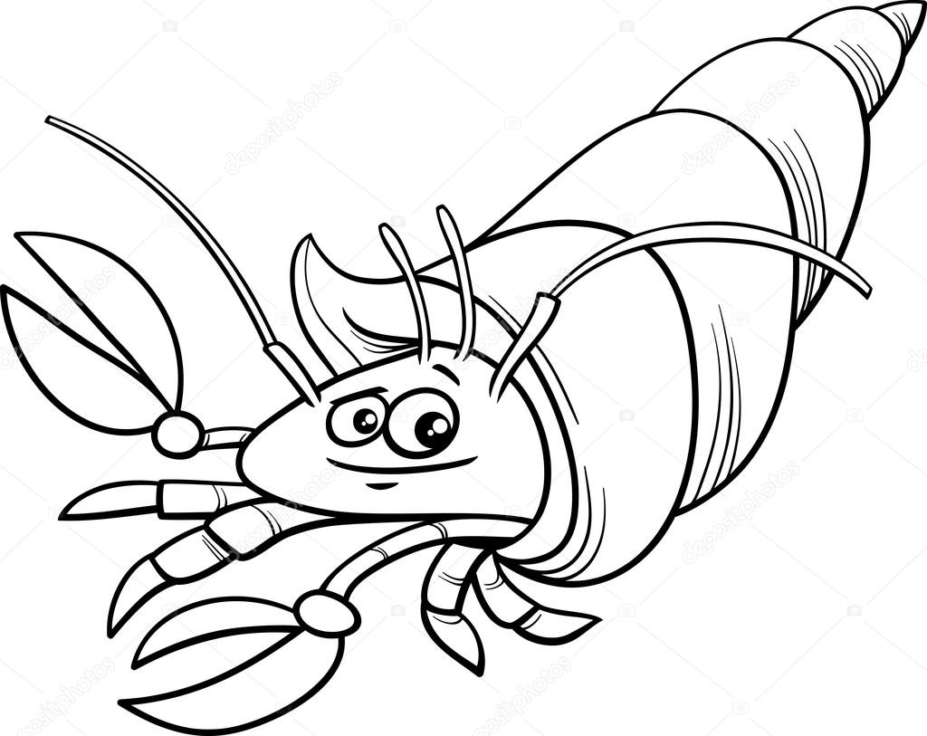 1024x813 Hermit Crab Cartoon Coloring Page Stock Vector Izakowski