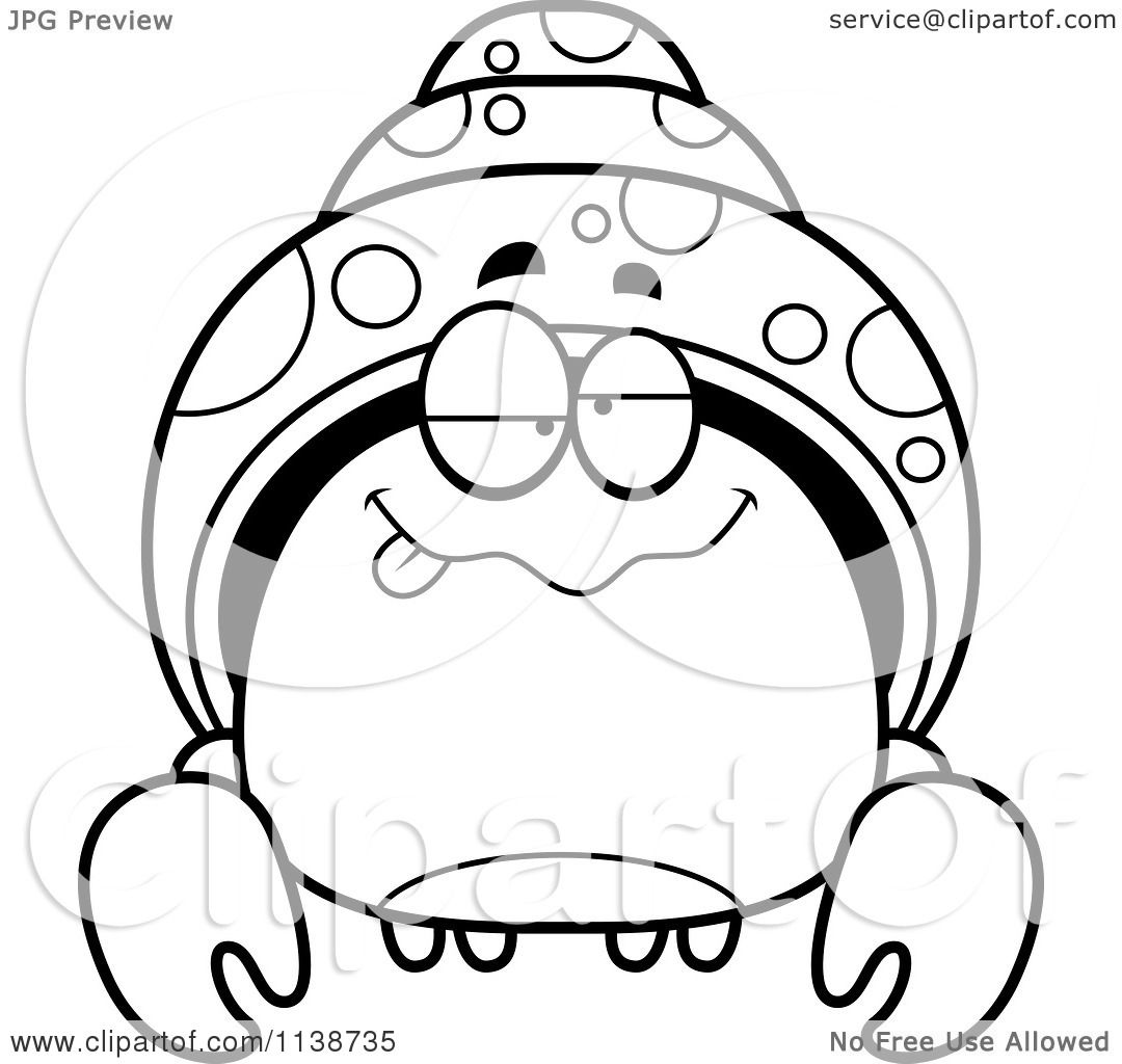 1080x1024 Cartoon Clipart Of A Black And White Dumb Hermit Crab