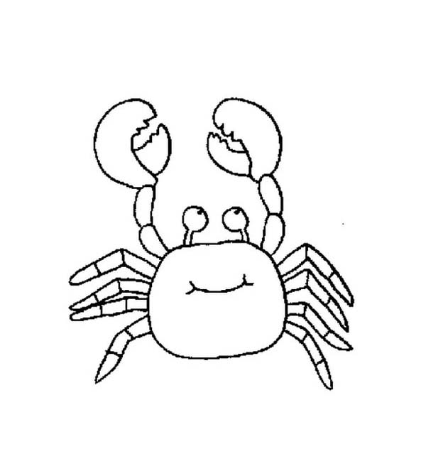 600x639 Funny Crab With Big Smile Sea Animals Line Art