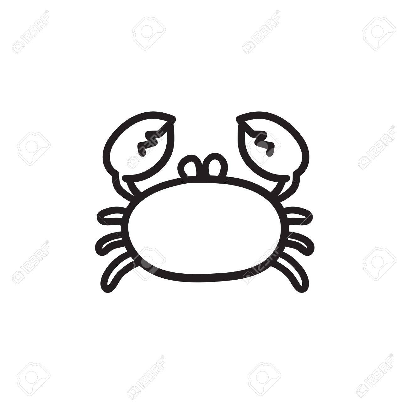 1300x1300 Crab Vector Sketch Icon Isolated On Background. Hand Drawn Crab