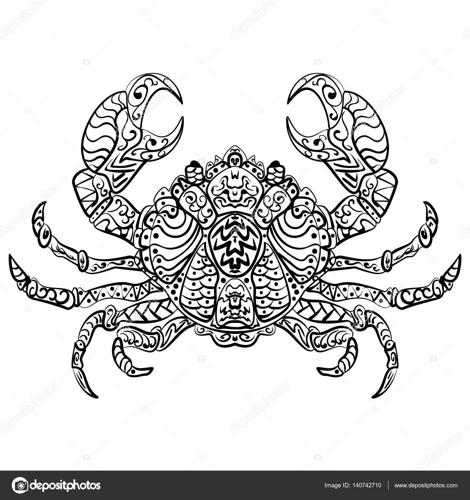 1600x1700 Zentangle Stylized Vector Illustration Crab Stock Vector