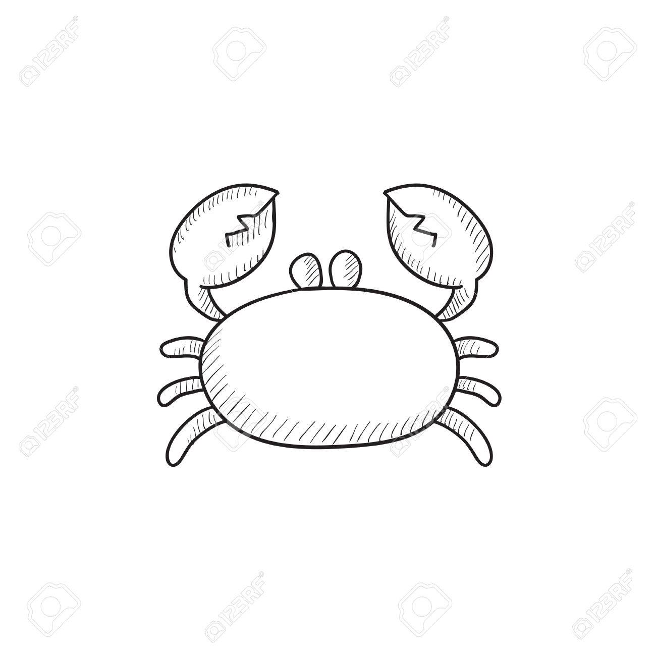 1300x1300 Crab Vector Sketch Icon Isolated On Background. Hand Drawn Crab