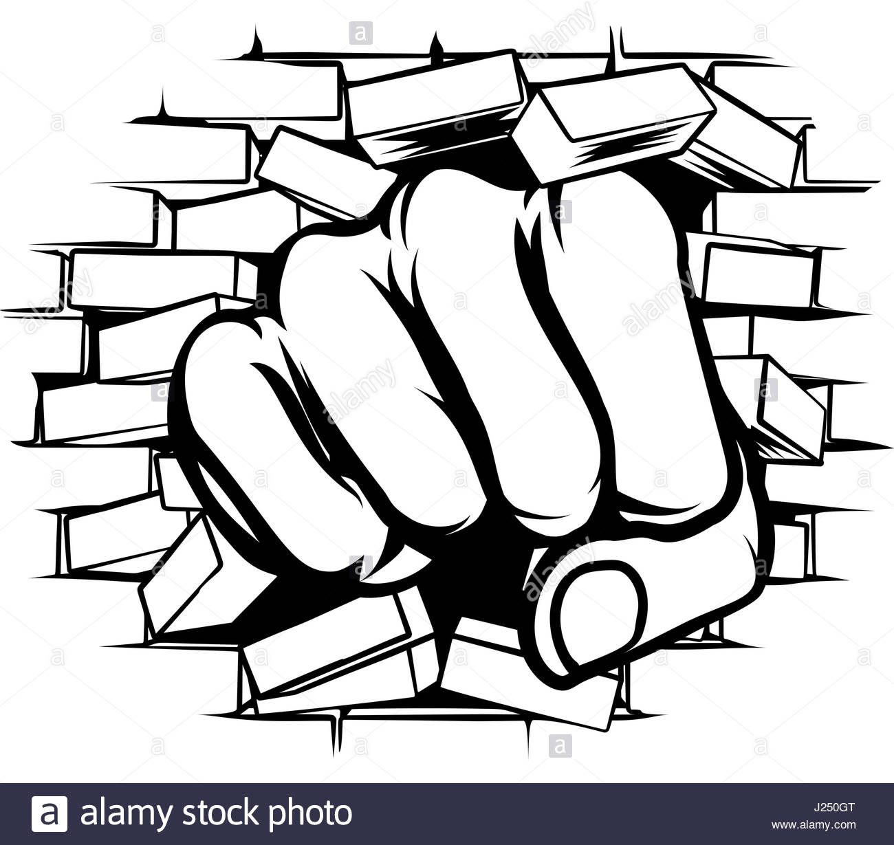1300x1229 Fist Punching Through Brick Wall Stock Vector Art Amp Illustration