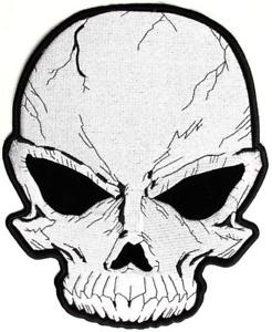 246x300 Cracked Skull Grey Embroidered Biker Motorcycle Mc Jacket Large