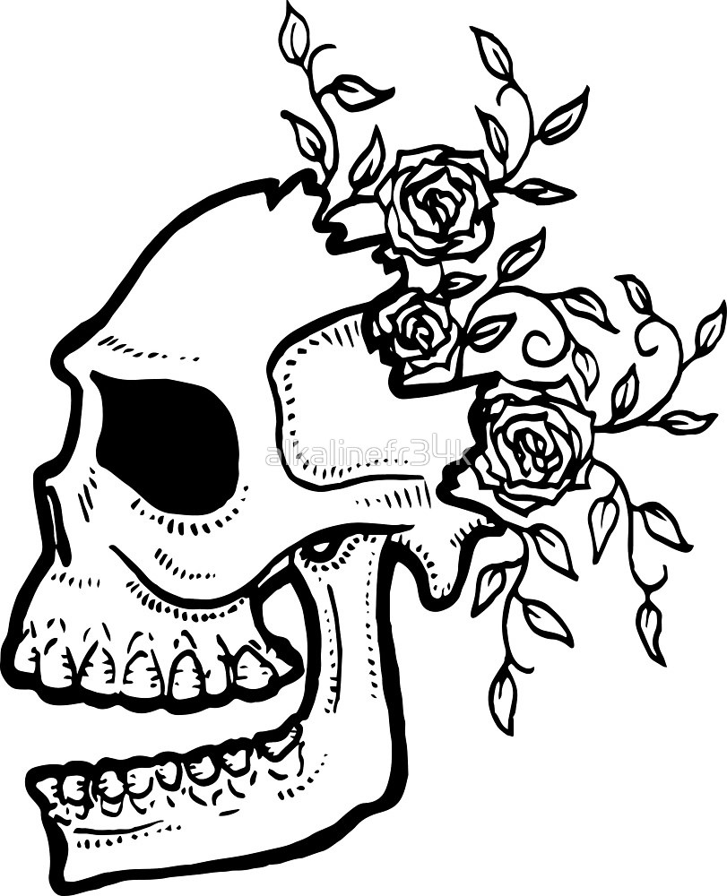 811x1000 Cracked Skull And Roses By Alkalinefr34k Redbubble