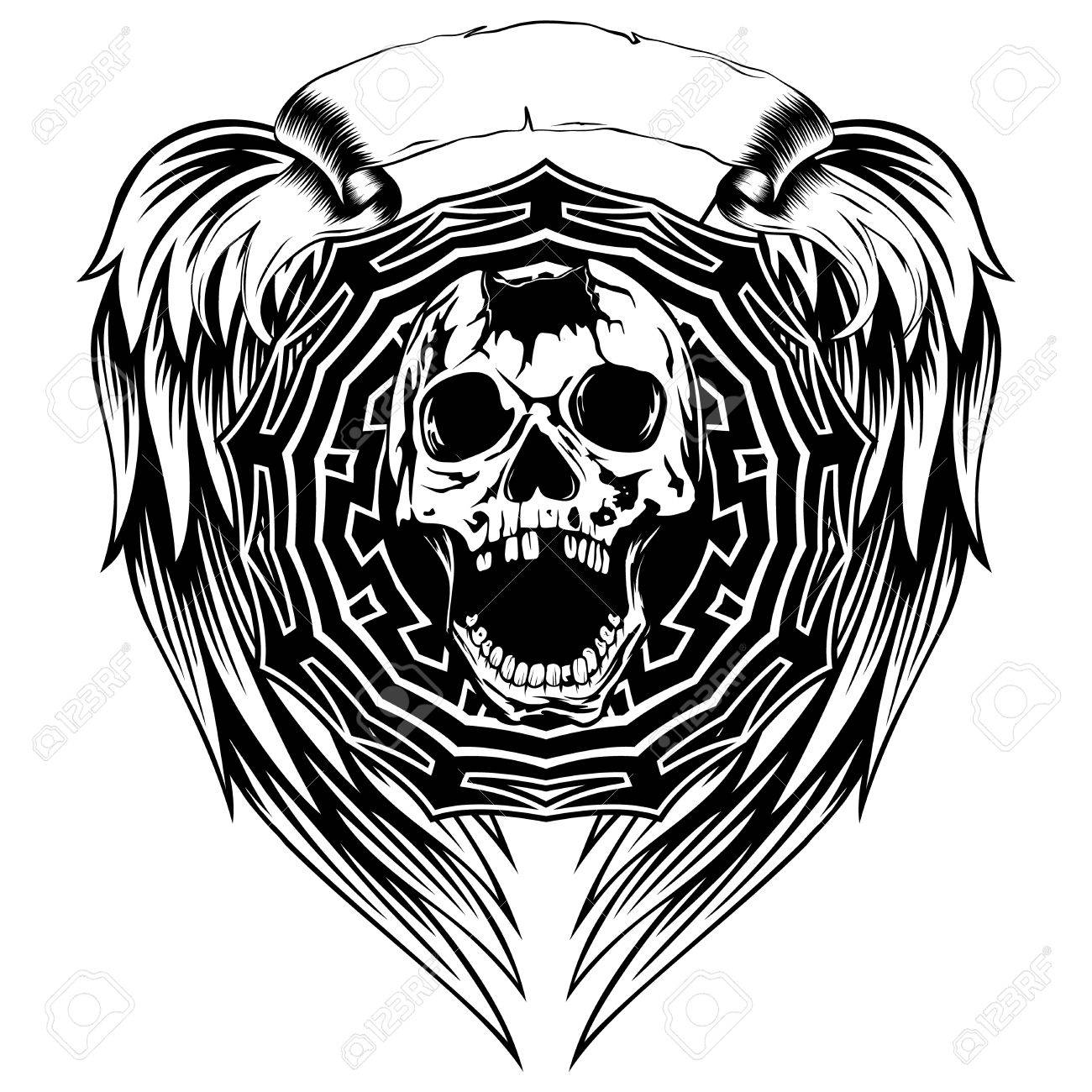 1300x1300 Abstract Vector Illustration Black And White Broken Skull