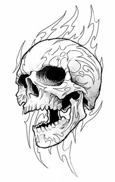 235x370 Cracked Skull Drawing