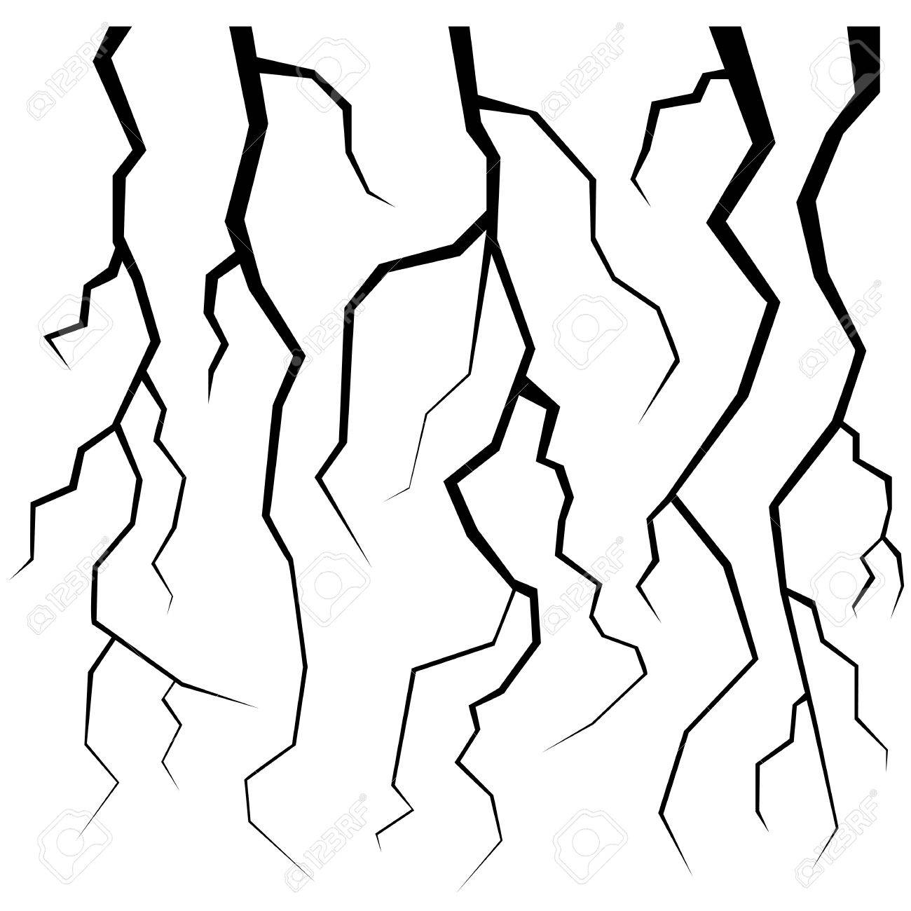 1300x1300 Set Of Cracks For Disaster Design Isolated On White Background