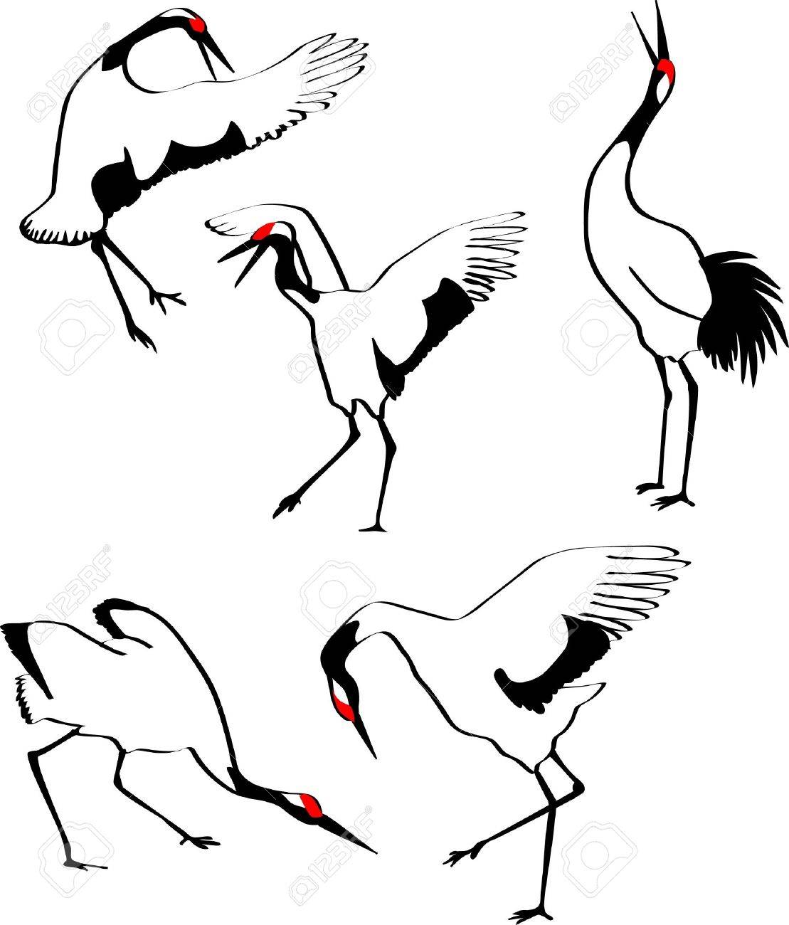 1109x1300 Dancing Japanese Crane Royalty Free Cliparts, Vectors, And Stock