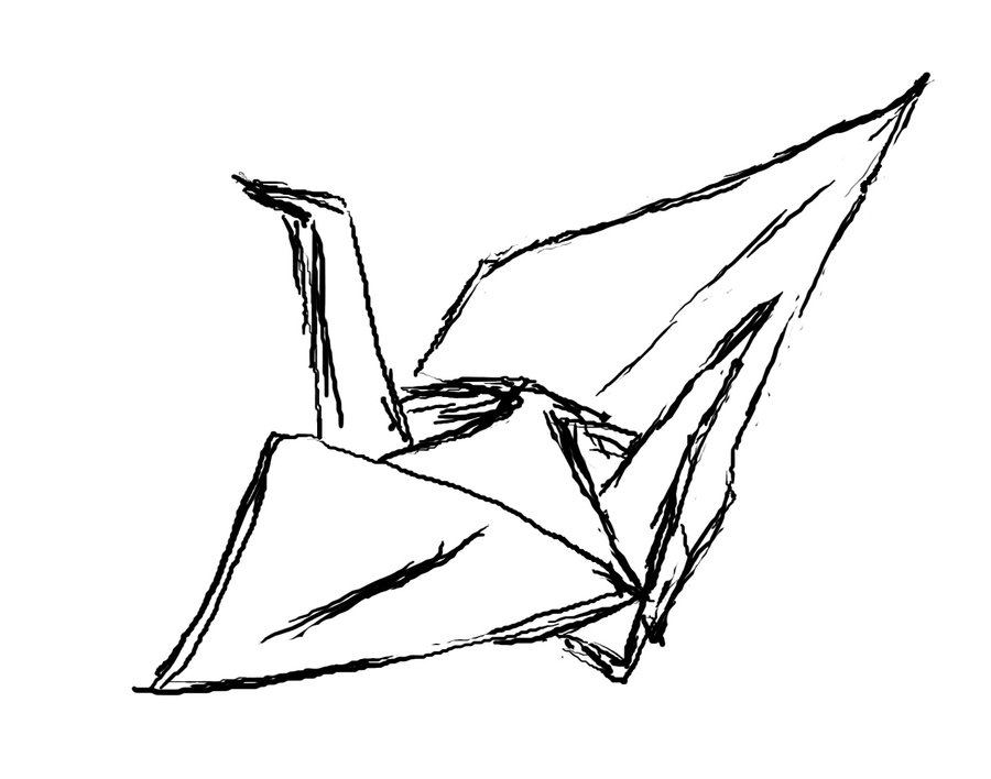 900x708 Origami Crane Sketch By Cath11yy