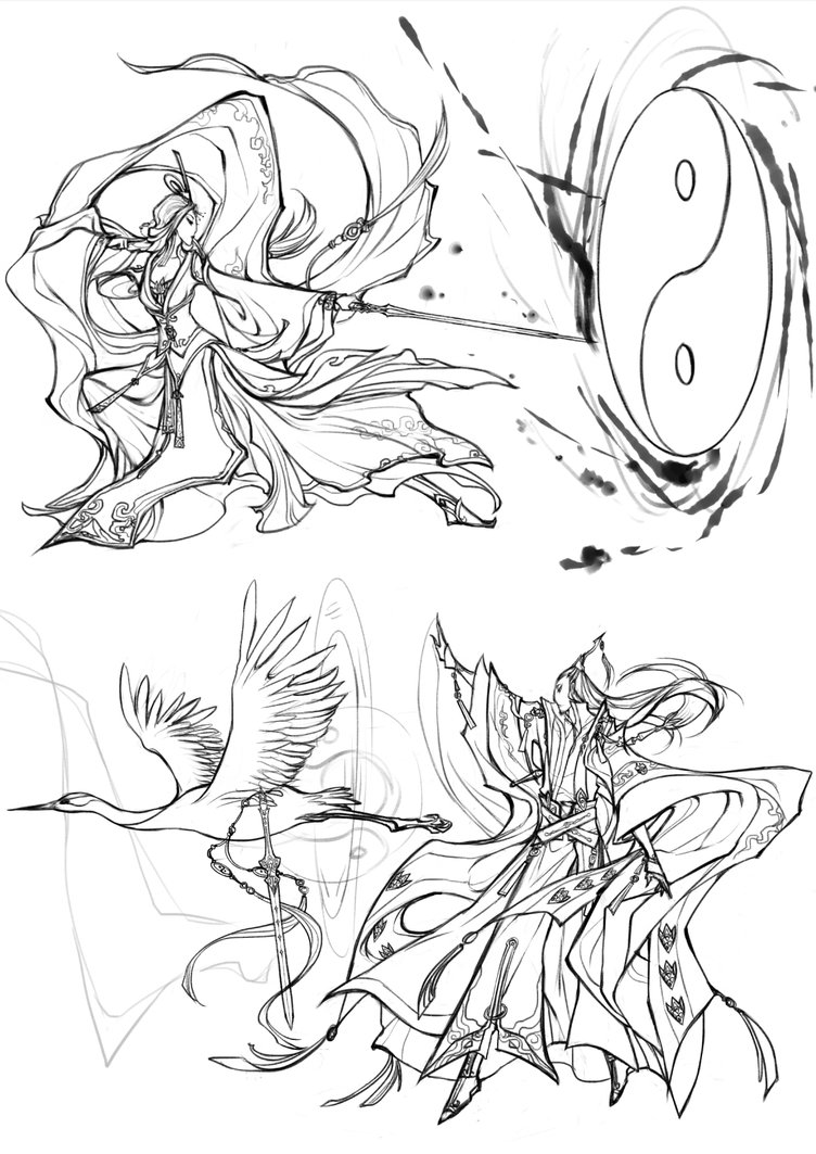 752x1063 Shadow And Crane [Line] By Wavesheep