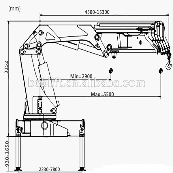600x600 Crane Truck Drawing.durable 2t Hydraulic Driver Lorry Mounted