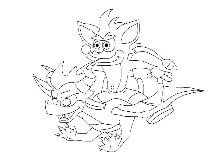 900x690 Crash And Spyro Lineart By Cartoonsilverfox