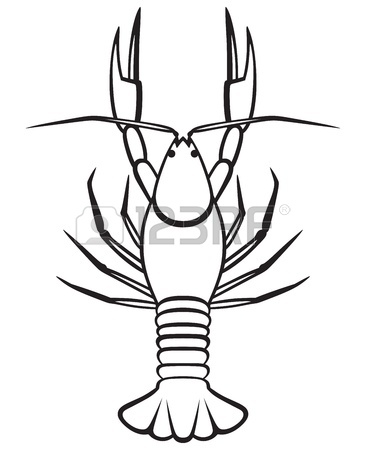 366x450 Silhouette Crayfish Isolated On White Background Royalty Free