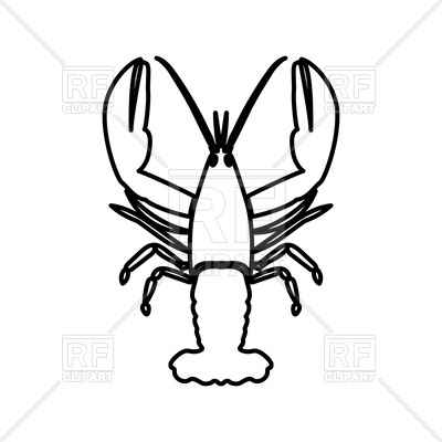 400x400 Or Crayfish Outline On White Background Royalty Free