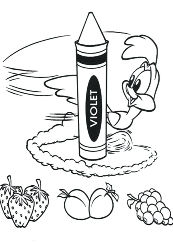 600x844 Crayons Coloring Pages Baby Roadrunner Drawing Fruits With Crayons