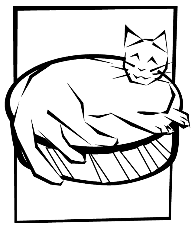 645x757 Cute Cat Coloring Page