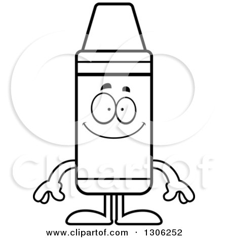 450x470 Lineart Clipart Of A Cartoon Happy Smart Crayon Character