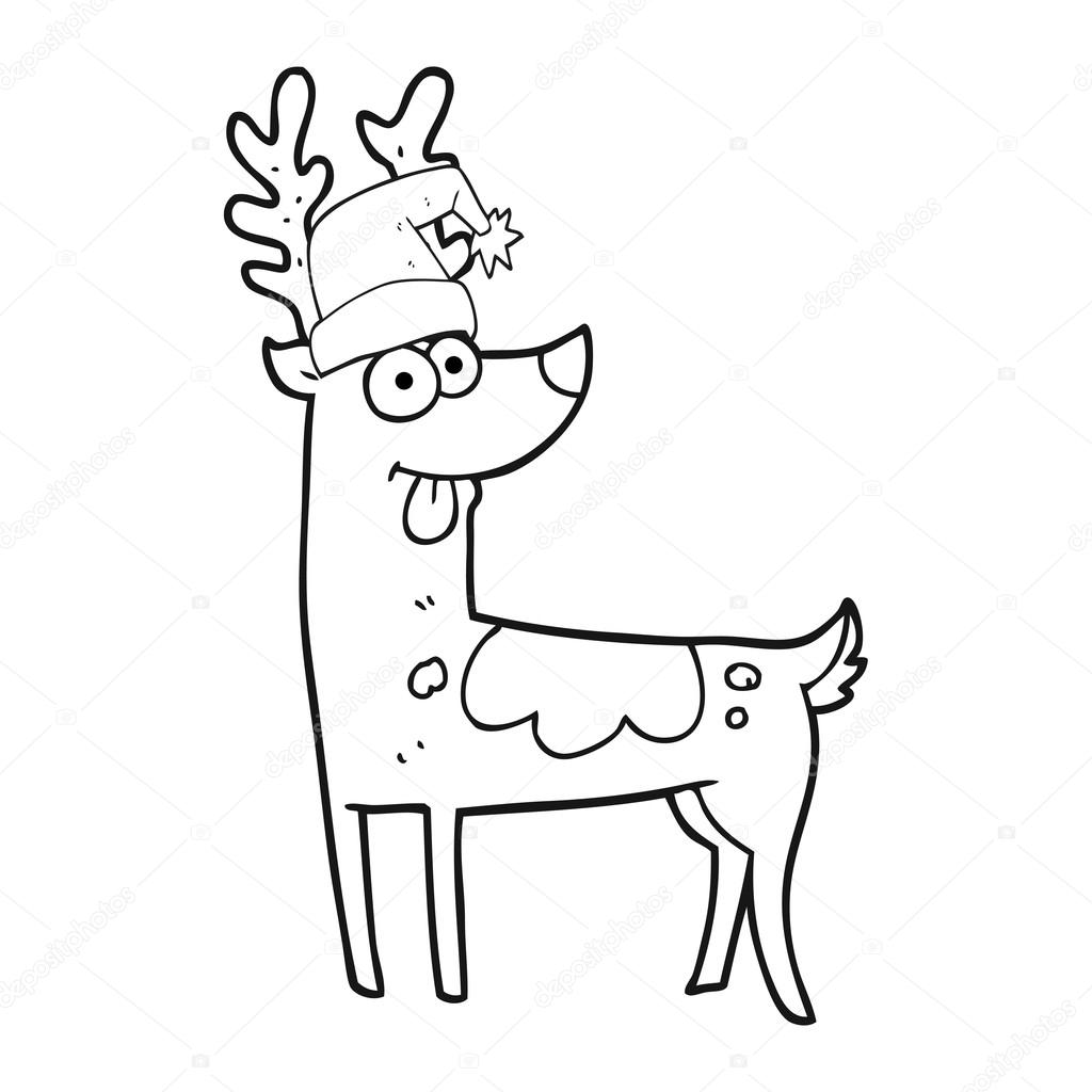 1024x1024 Black And White Cartoon Crazy Reindeer Stock Vector