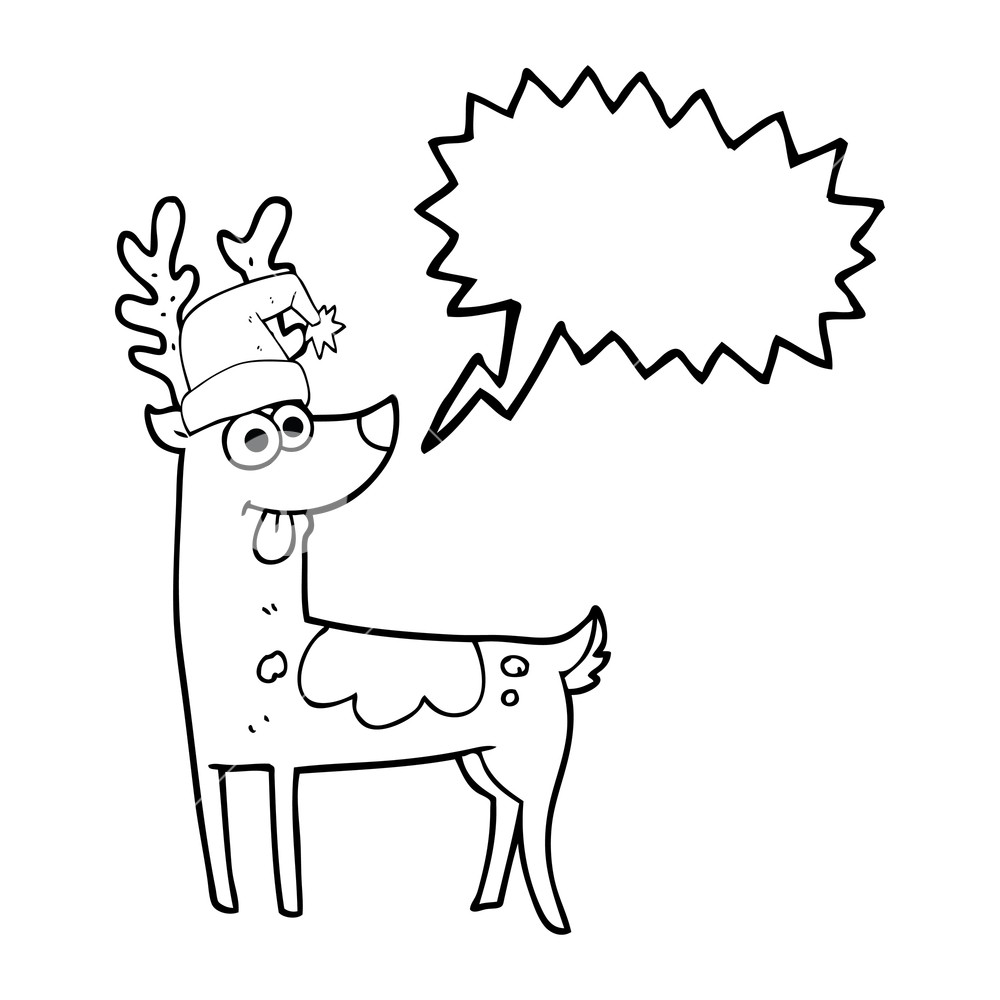 1000x1000 Freehand Drawn Speech Bubble Cartoon Crazy Reindeer Royalty Free