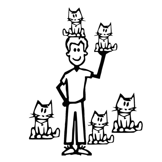 640x640 12.716.4cm Fashion Crazy Cat Guy Car Stickers Cartoon Family