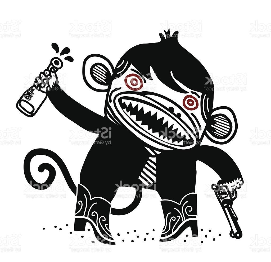 1024x993 Unique Crazy Monkey Vector Drawing