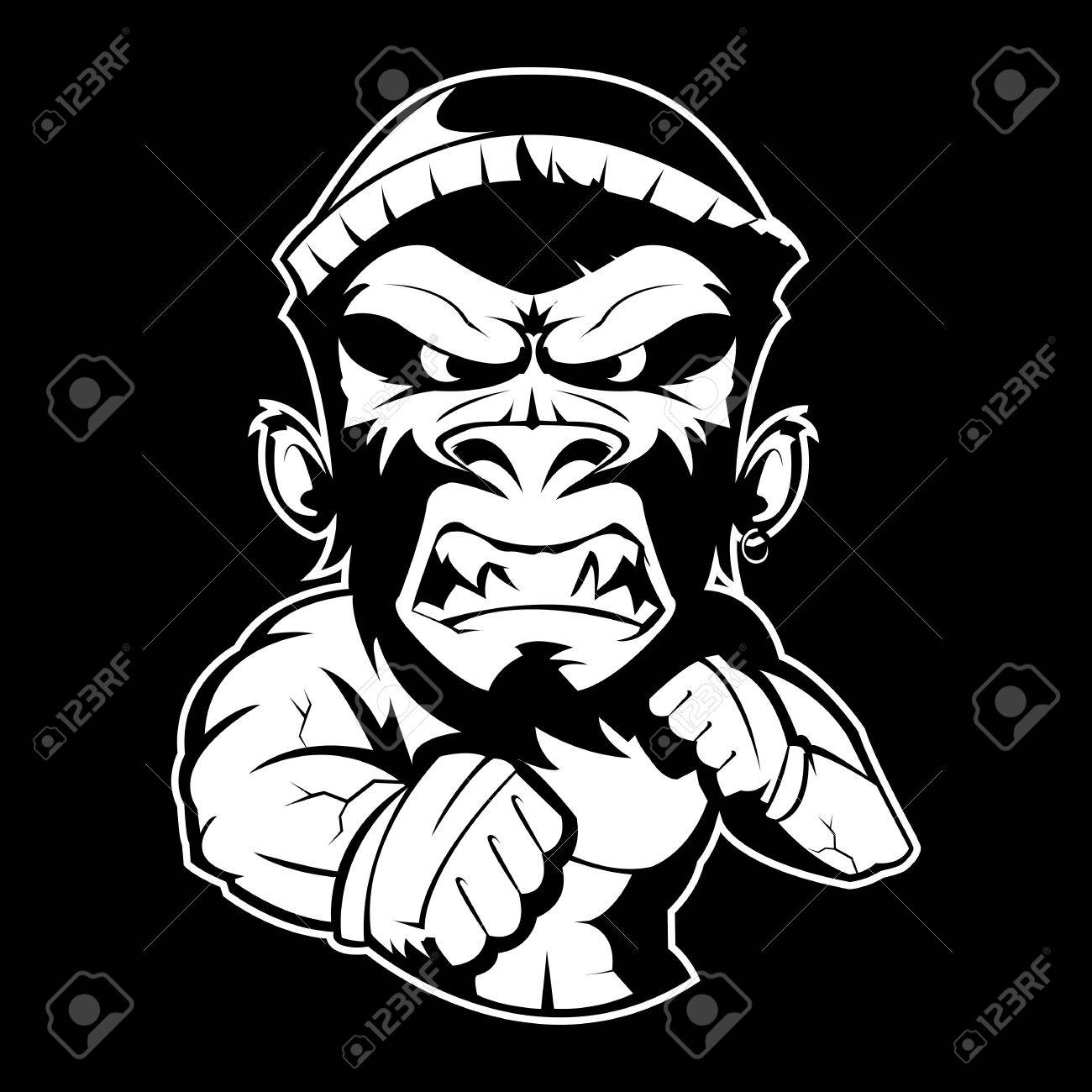1300x1300 Wild Jungle Round Fight Evil Crazy Monkey Royalty Free Cliparts
