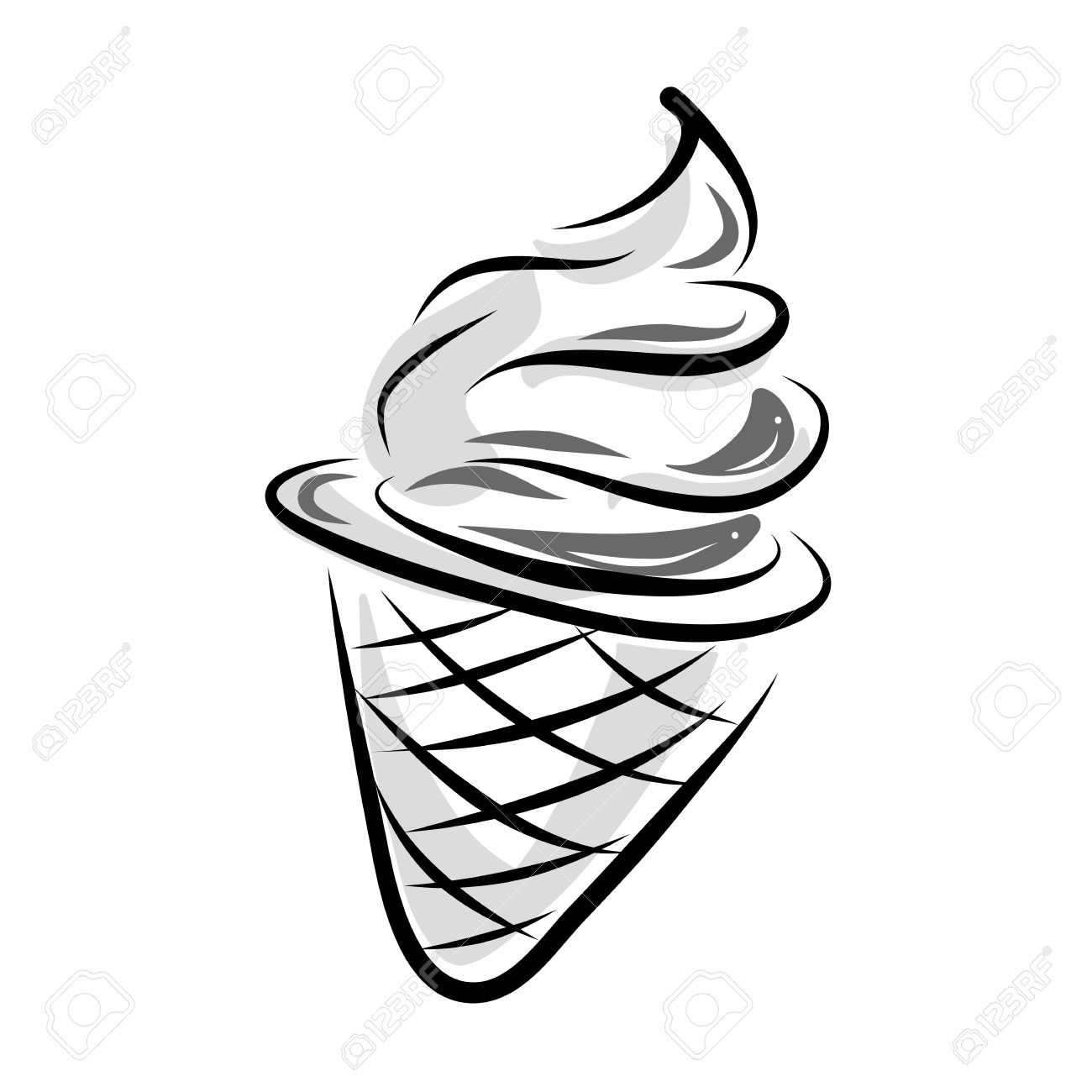 1300x1300 Hand Drawing Ice Cream In Black And White Style Royalty Free