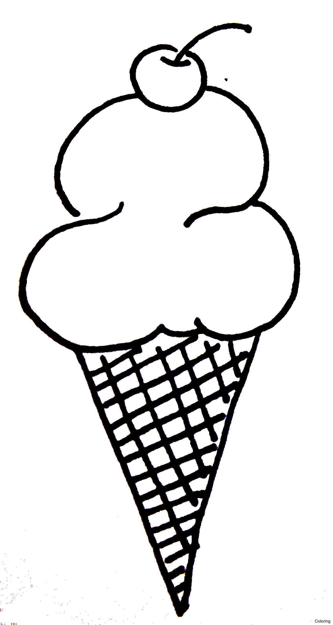 1348x2532 Original Ice Cream Drawing Coloring 16f Pencil Black And White