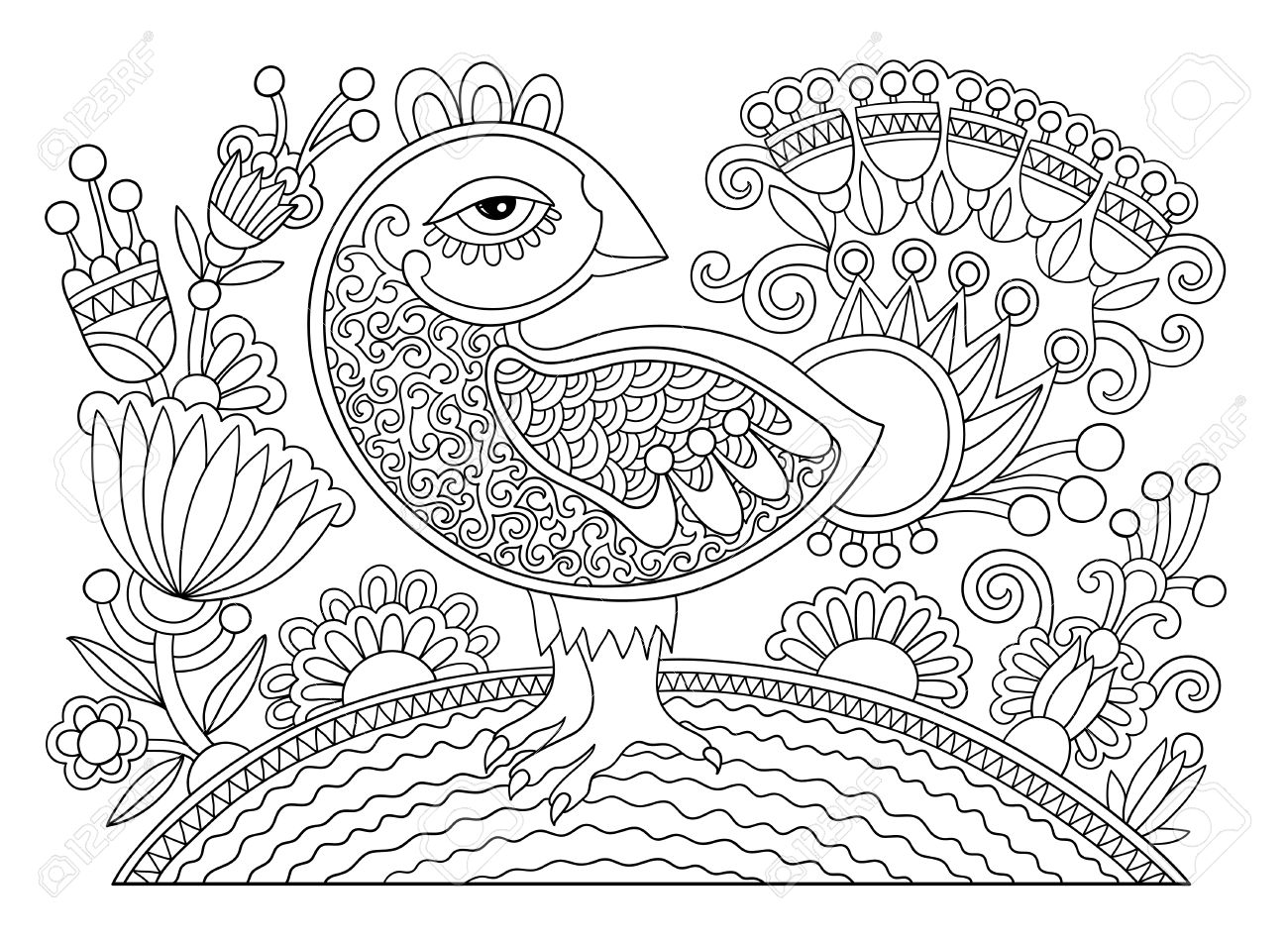 1300x949 Original Black And White Line Drawing Page Of Coloring Book