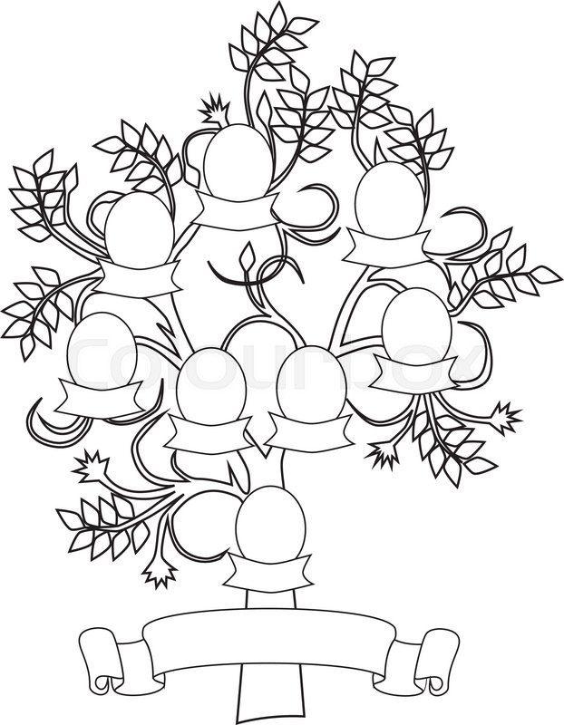 622x800 Vector Illustration Of Empty And Creative Family Tree Stock
