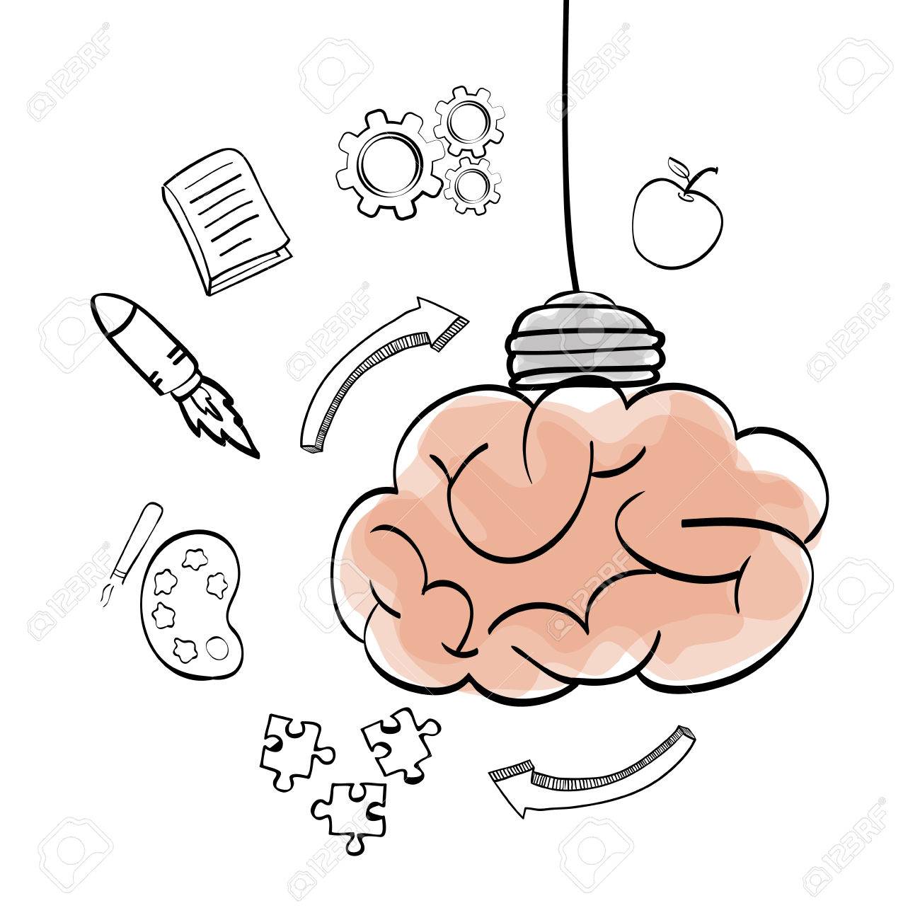 1300x1300 Brain Rocket Arrow Puzzle Bulb Big And Great Idea Creativity