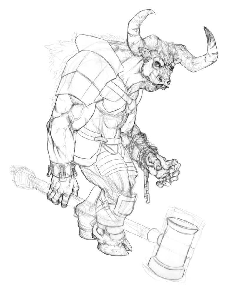 843x1024 Creating Fantasy Creatures How To Draw A Minotaur