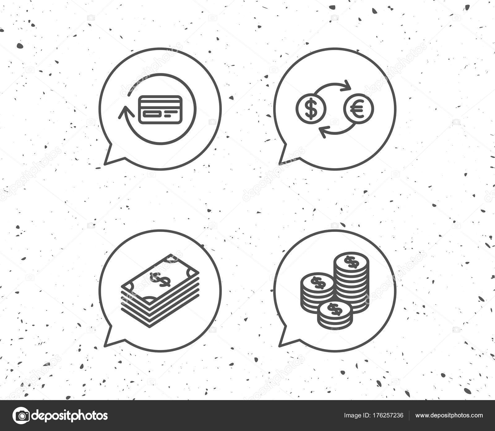 1600x1394 Speech Bubbles Signs Money Cash Currency Exchange Line Icons