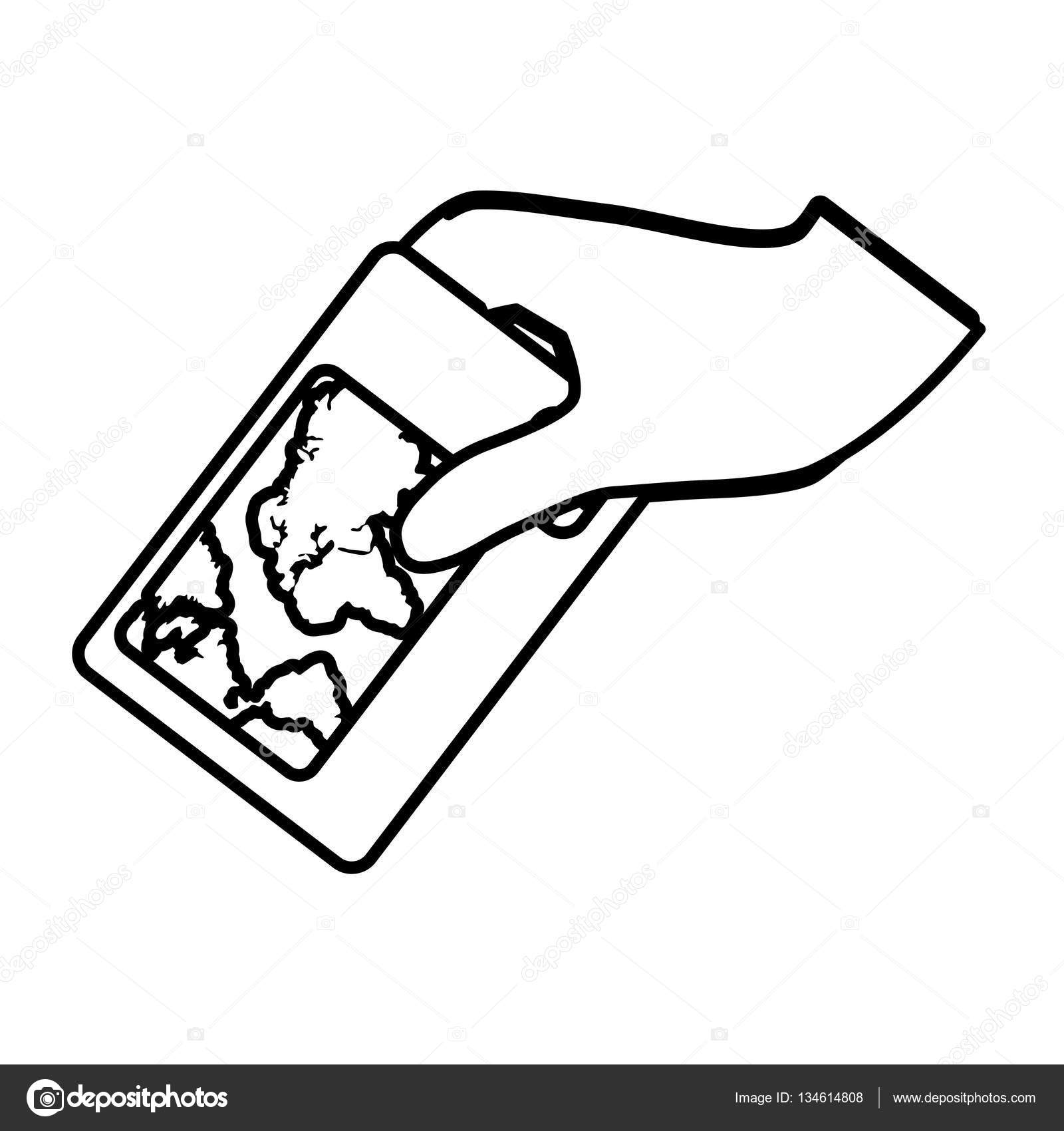 1600x1700 Hand Holds Credit Card Bank Line Stock Vector Djv