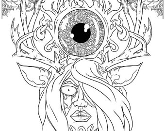 340x270 Pin Up Coloring Space Coloring Page Creepy Coloring Relax