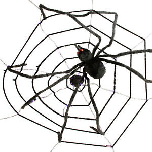 300x300 Halloween Haunters 6ft Creepy Black Spider Led Eyes Purple Web