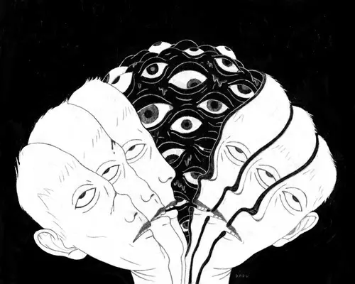 500x400 Illustration Trippy Black And White Eyes Design Grunge Dark