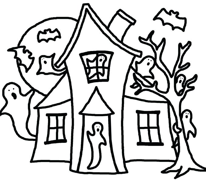 678x600 Haunted House Coloring Pages To Print Creepy House Pictures Free