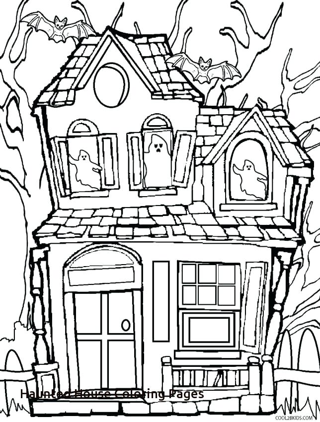 644x850 Spooky House Coloring Pages Creepy Haunted House In Houses